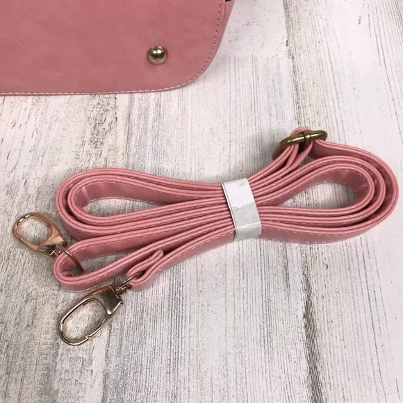pink leather double handle satchel - Picture 4 of 10